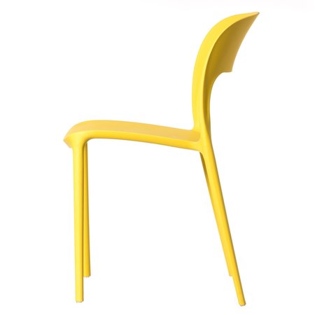 Fabulaxe Modern Plastic Outdoor Dining Chair with Open Curved Back, Yellow QI004227.YL